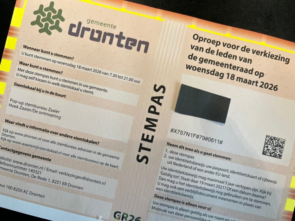 Stempas verkiezingen gemeenteraad 2026-2030 van Dronten